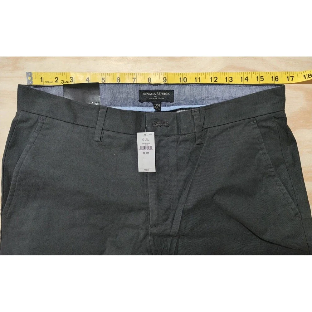 NWT Banana Republic Mason Stretch Chino Pants Men's 32x30 Black Cotton Blend
